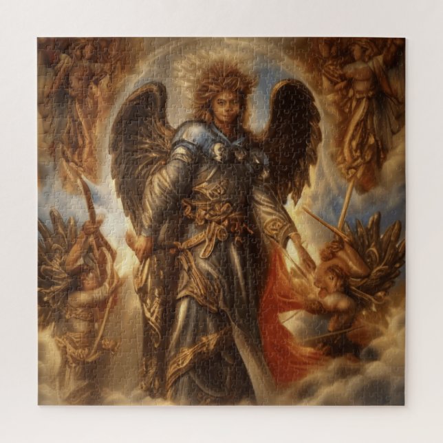 Puzzle Ángel De Protección En Armor De Acuarela (Vertical)