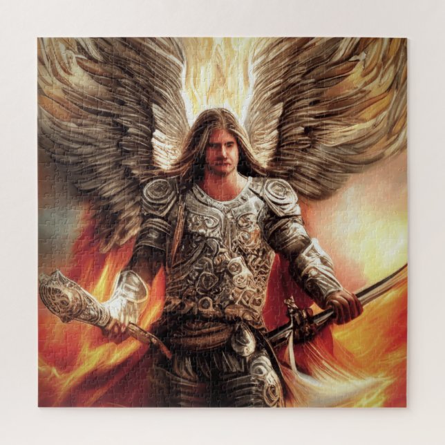 Puzzle Ángel De Protección En Naranja De Acuarela Armor (Vertical)