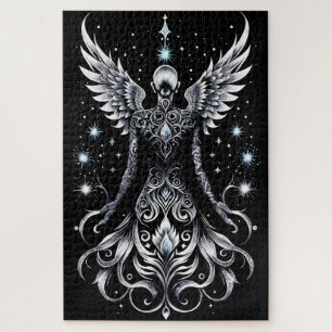 Puzzle Ángel de tatuaje negro y plateado