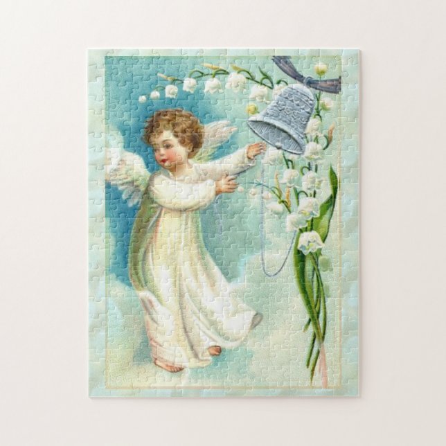 Puzzle Ángel del bebé con una Campana Azul (Vertical)