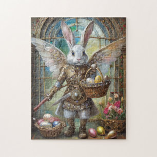 Puzzle Ángel guerrero conejo de Pascua steampunk