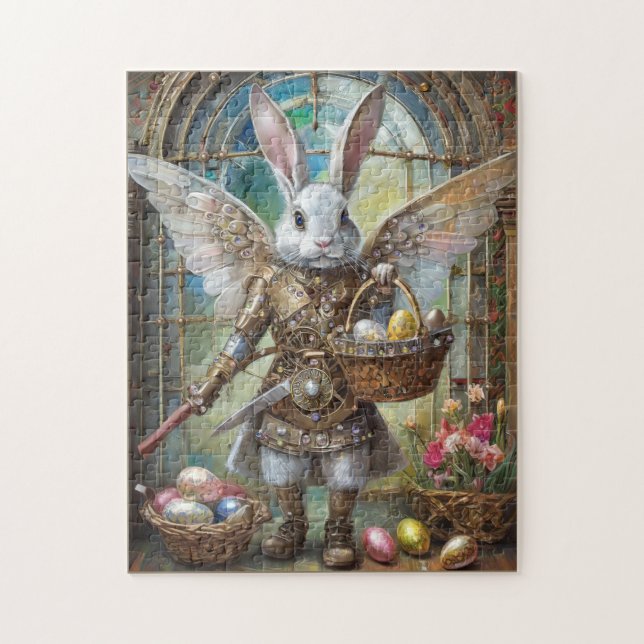 Puzzle Ángel guerrero conejo de Pascua steampunk (Vertical)