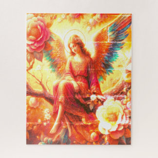 Puzzle Ángel Hermoso Sentado en una Rama de Árbol