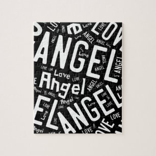 Puzzle Angel Love Dove, blanco sobre negro