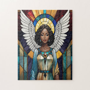 Puzzle Ángel negro de vidrio manchado