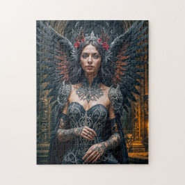 Puzzle Ángel oscuro con corona y Rosas