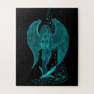 Puzzle Ángel perdido en el amor, negro y verde diseño