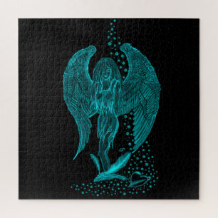 Puzzle Ángel perdido en el amor, negro y verde diseño