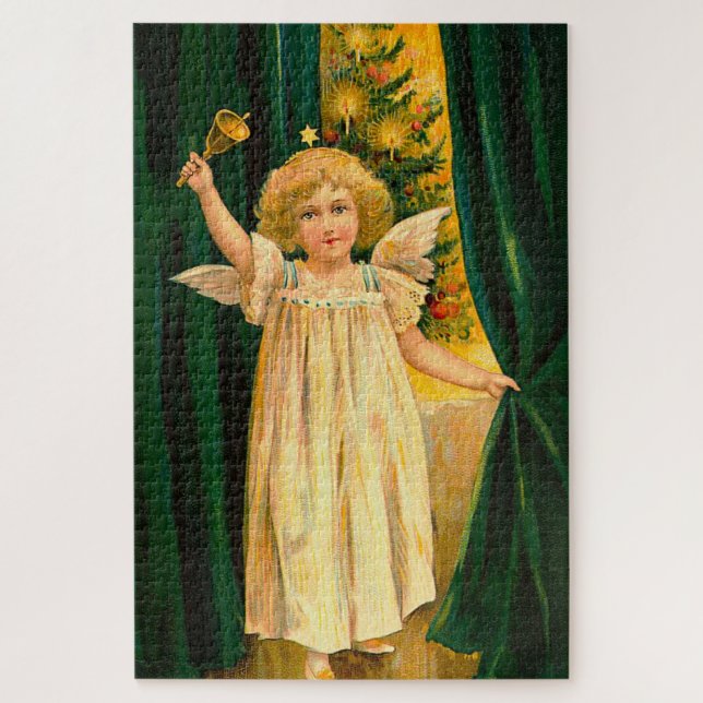 Puzzle Angel ringing the bell for Christmas time (Vertical)