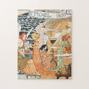 Puzzle Ángeles de Navidad y Madonna del Arte Nouveau vint
