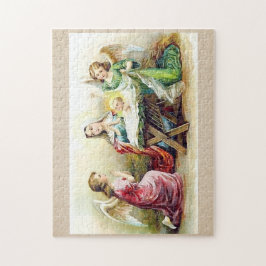 Puzzle Ángeles del vintage que rodean al bebé Jesús y