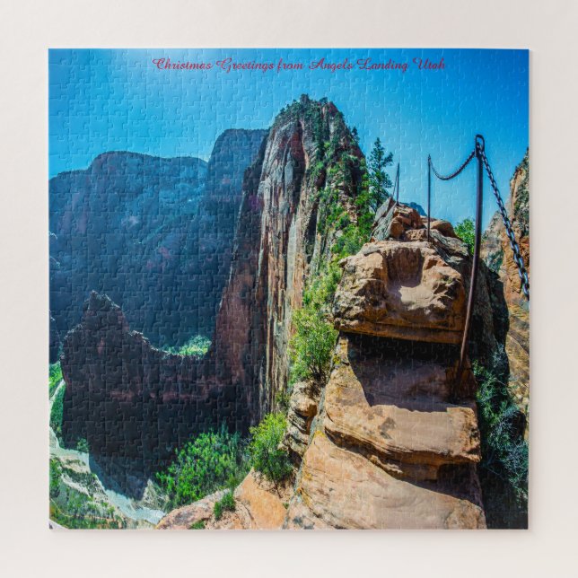 Puzzle Angels Landing Utah Christmas Greetings (Vertical)