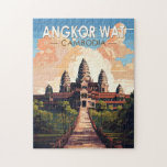 Puzzle Angkor Wat Cambodia Travel Art Vintage<br><div class="desc">Obra vectorial Angkor Wat. Angkor Wat es un complejo de templos en Camboya que ha sido considerada la estructura religiosa más grande del mundo por Guinness World Records. Se encuentra en la antigua capital jemer de Angkor,  al norte de Camboya.</div>
