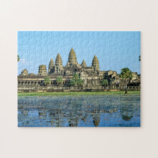 Puzzle Angkor Wat y reflejo en el lago - Camboya (Horizontal)
