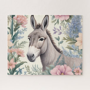 Puzzle Animación de granja con flores Donkey Pastel