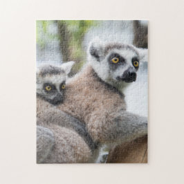 Puzzle Animal fotográfico Lemur de madre y bebé