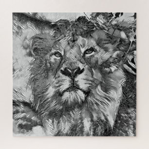 Puzzle AnimalArtBW_Lion_003