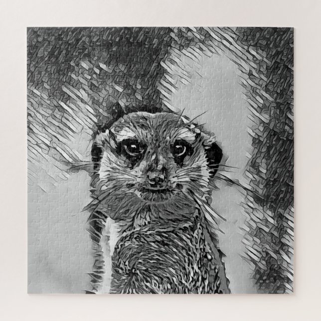Puzzle AnimalArtBW_Meerkat_002 (Vertical)