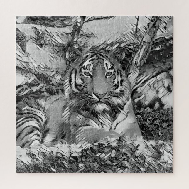 Puzzle AnimalArtBW_Tiger_001 (Vertical)