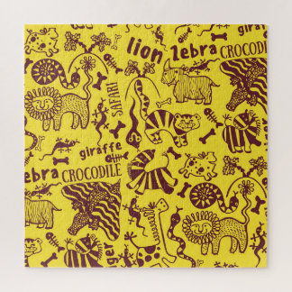 Puzzle Animales africanos: Patrón cultural sin foco.
