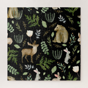 Puzzle Animales Curados: Mano de acuarela dibujada.