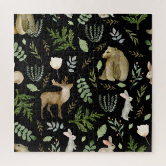 Puzzle Animales Curados: Mano de acuarela dibujada.