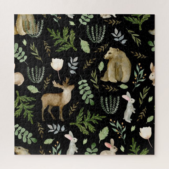 Puzzle Animales Curados: Mano de acuarela dibujada. (Vertical)