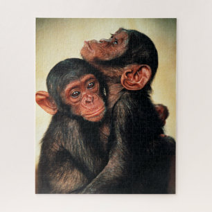 Puzzle Animales de bebé más afectados   Chimpanzee Hug