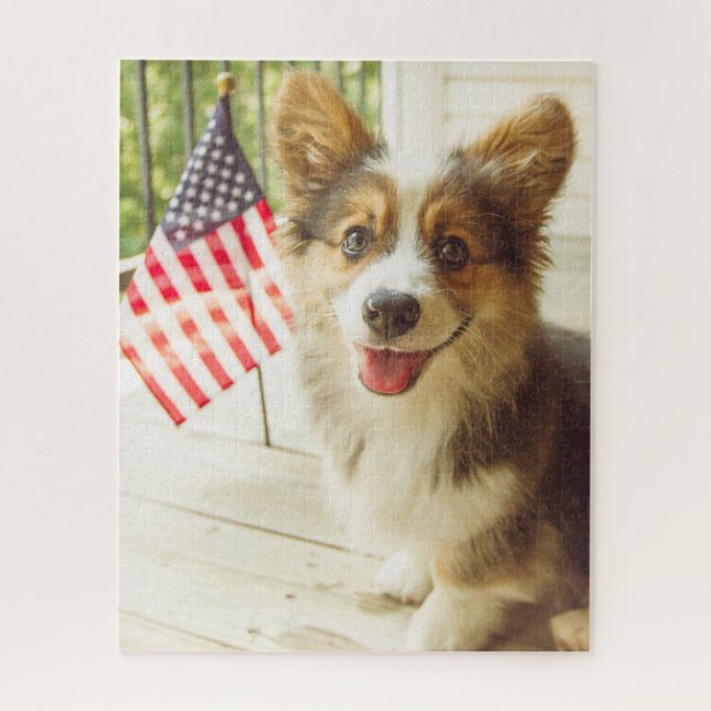 Puzzle Animales de bebé más afectados | Corgi de bandera  (Vertical)