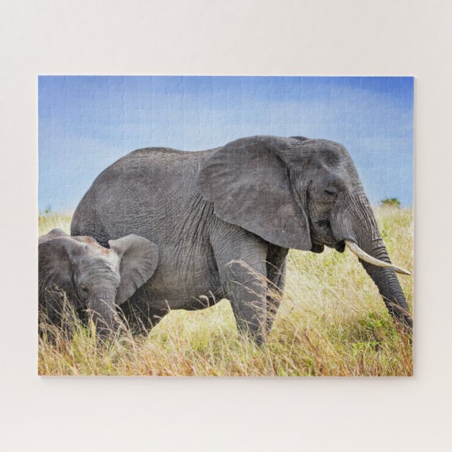Puzzle Animales de bebé más afectados | Elefante africano (Horizontal)