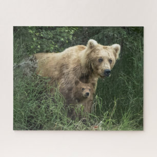 Puzzle Animales de bebé más afectados Oso Mamá Oso Y Su