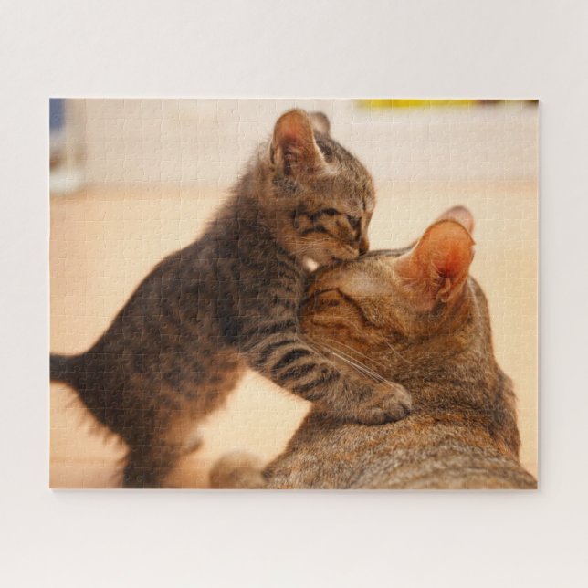 Puzzle Animales de bebé más afectados | Tabby Kitten Kiss (Horizontal)