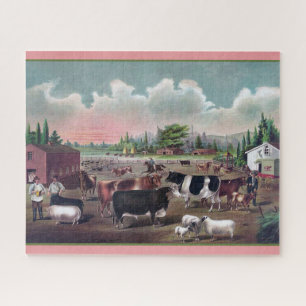 Puzzle Animales de granja Escena Imagen de época