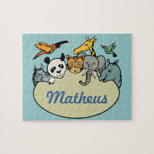 Puzzle animales de la familia de zoológicos personalizado