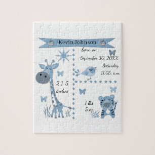 Puzzle Animales de la jungla en azul claro para el niño