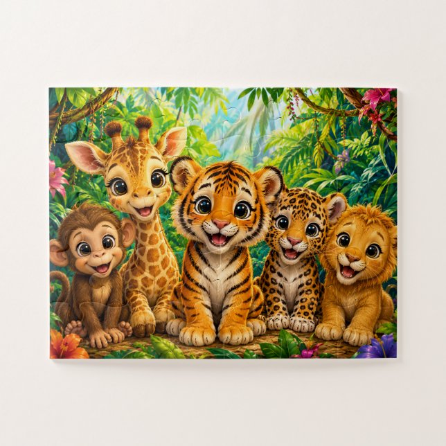 Puzzle Animales de la selva bebé (Horizontal)