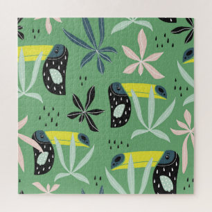 Puzzle Animales de la selva, elementos tropicales, sin co
