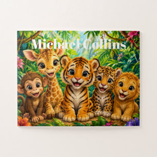 Puzzle Animales de la selva para bebé con nombre personal