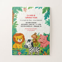 Puzzle Animales de Safari Invitación de cumpleaños regalo