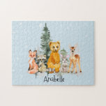 Puzzle Animales de Woodland Bebés Personalizados<br><div class="desc">Este diseño fue creado a través del arte digital y puede ser personalizado en el área que proporciona cambiando la foto y/o el texto. O puede personalizarse eligiendo la opción de hacer clic en el personalizar y borrar o cambiar el color del fondo, agregar texto, cambiar el color o estilo...</div>