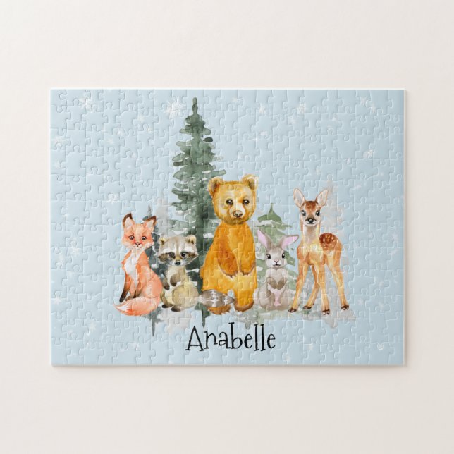 Puzzle Animales de Woodland Bebés Personalizados (Horizontal)
