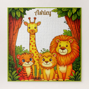 Puzzle Animales de zoológico de la jungla safari para niñ