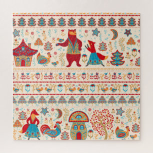 Puzzle Animales del bosque lechero: fondo beige