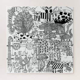 Puzzle Animales divertidos y salvajes Arte moderno blanco