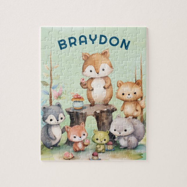 Puzzle Animales forestales de Woodland Personalizados Niñ (Vertical)