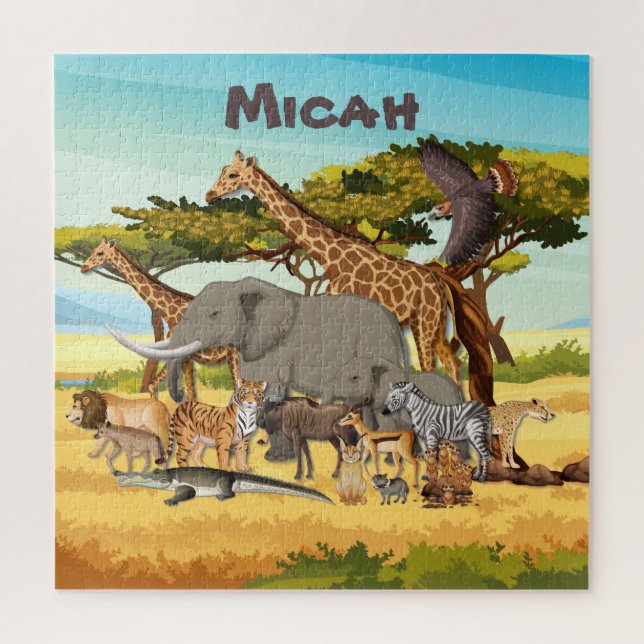 Puzzle Animales personalizados de África (Vertical)