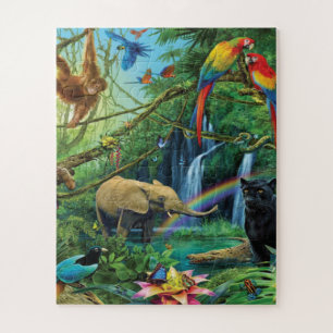 Puzzle Animales que viven juntos tiran almohada