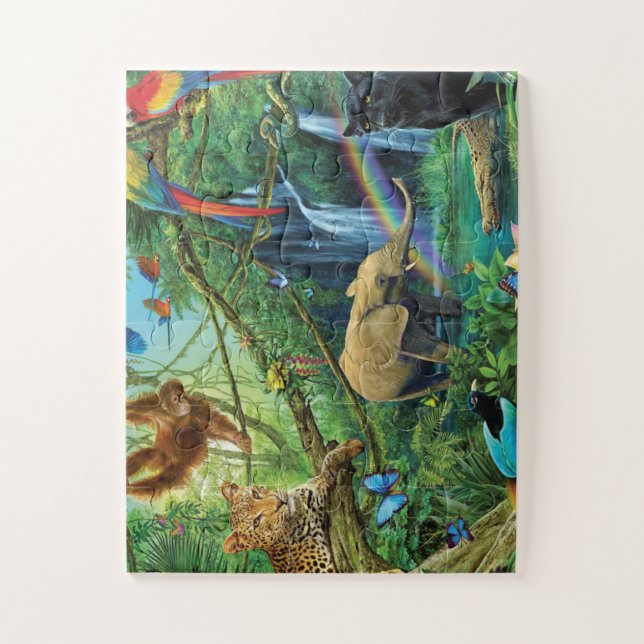 Puzzle Animales que viven juntos tiran almohada (Vertical)