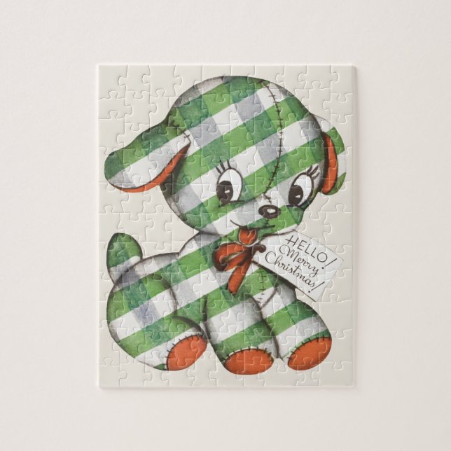 Puzzle Animales rellenos de porcino de Gingham Puppy (Vertical)