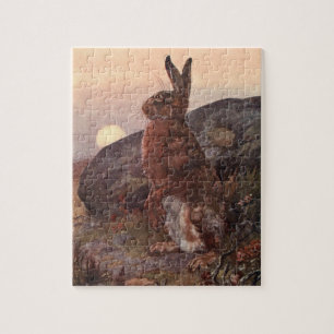 Puzzle Animales Salvajes Antiguos, Liebre por Winifred Au